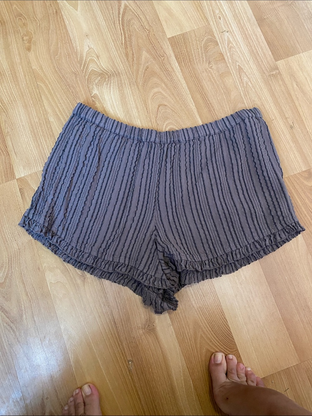 O'Neill Women's Olive-Gray Ruffle Hem Athletic Shorts